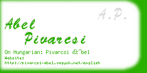 abel pivarcsi business card